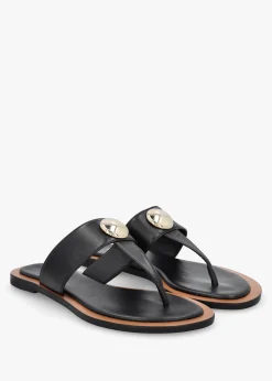 Outlet DANIEL Costly Black Leather Toe Post Sandals