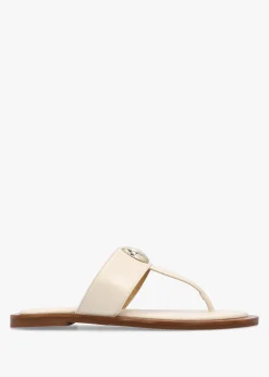 Fashion DANIEL Costly Cream Leather Toe Post Sandals