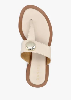 Fashion DANIEL Costly Cream Leather Toe Post Sandals