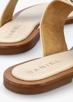 Fashion DANIEL Costly Cream Leather Toe Post Sandals
