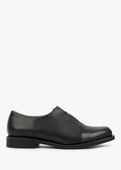 New DANIEL Crystie Black Leather Embellished Oxford Shoes