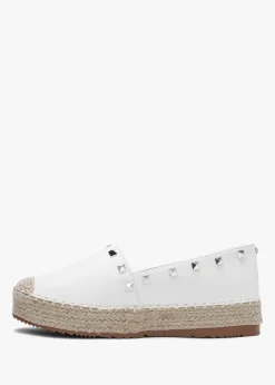 Online DF By DANIEL Cubby White Studded Espadrilles