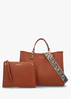 Hot EMPORIO ARMANI Cuoio Rosso Pebbled Shopper With Pouch