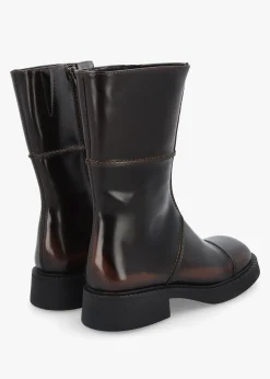 Clearance MIISTA Dahlia Dark Brown Leather Square Toe Calf Boots