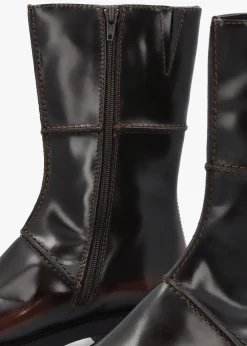 Clearance MIISTA Dahlia Dark Brown Leather Square Toe Calf Boots