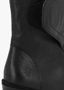 Fashion FLY LONDON Dally Black Full Grain Leather High Wedge Ankle Boots