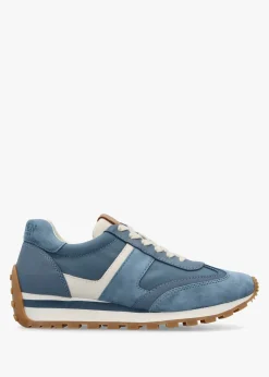 Fashion LAUREN RALPH LAUREN Dani Colour Block Blue Dust Suede Trainers