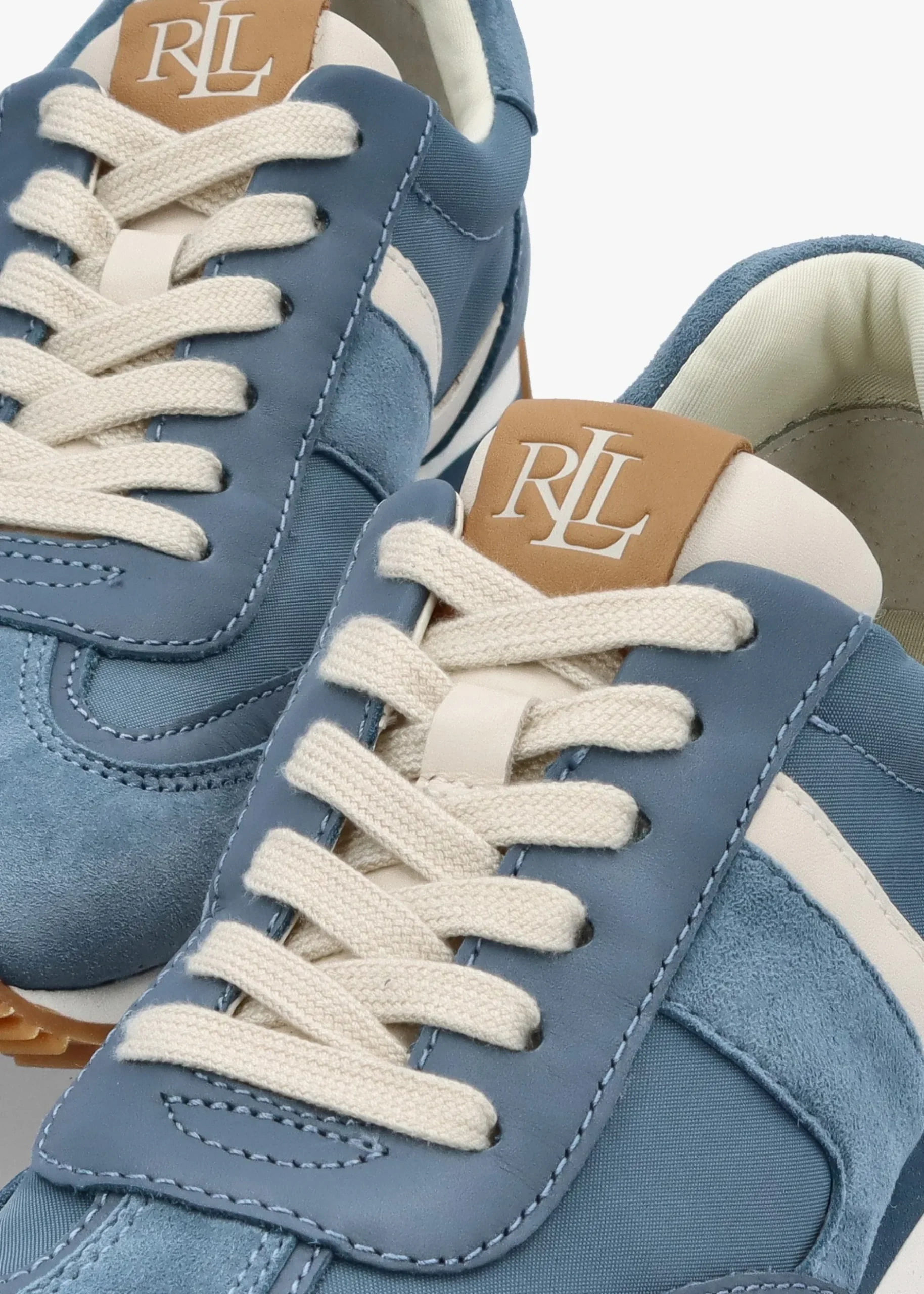 Fashion LAUREN RALPH LAUREN Dani Colour Block Blue Dust Suede Trainers