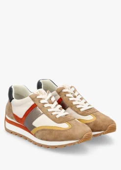 Clearance LAUREN RALPH LAUREN Dani Colour Block Soft White Camel Multi Suede Trainers