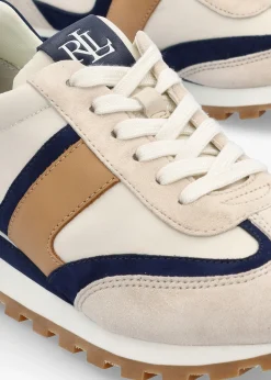 Best LAUREN RALPH LAUREN Dani White Sand Navy Multi Suede Trainers