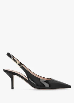 New EMPORIO ARMANI Decollete Black Patent Leather Sling Back Heels