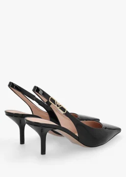 New EMPORIO ARMANI Decollete Black Patent Leather Sling Back Heels