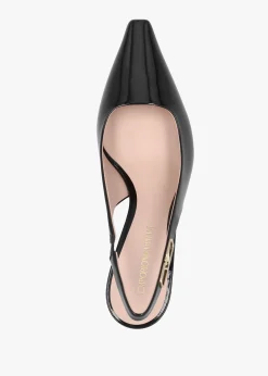 New EMPORIO ARMANI Decollete Black Patent Leather Sling Back Heels