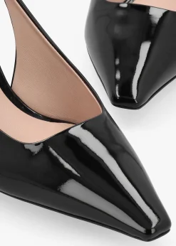 New EMPORIO ARMANI Decollete Black Patent Leather Sling Back Heels