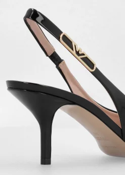 New EMPORIO ARMANI Decollete Black Patent Leather Sling Back Heels