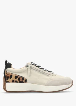 Online MODA IN PELLE Delphinea White Leopard Pony Hair Leather & Suede Trainers