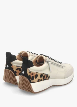 Online MODA IN PELLE Delphinea White Leopard Pony Hair Leather & Suede Trainers