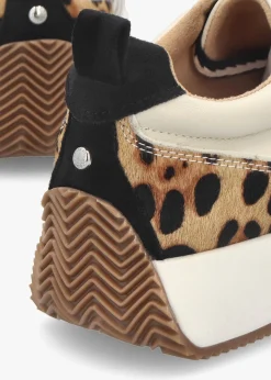Online MODA IN PELLE Delphinea White Leopard Pony Hair Leather & Suede Trainers