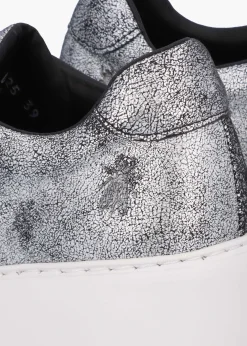 Fashion FLY LONDON Dito II Silver Leather Wedge Trainers