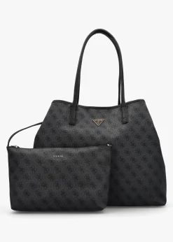 Outlet GUESS Eco Victtoria II Coal Logo 2 In 1 Tote Bag