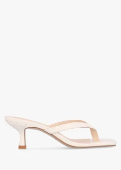 Sale DANIEL Eden Cream Leather Toe Post Kitten Heel Sandals