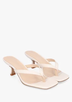 Sale DANIEL Eden Cream Leather Toe Post Kitten Heel Sandals