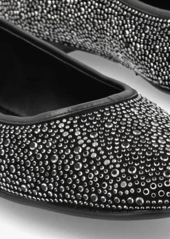 Sale DANIEL Edgie Black Suede Jewel Embellished Ballet Pumps