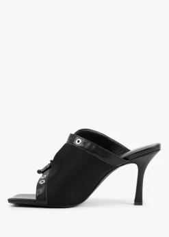 Online DANIEL Ellen Black Leather Double Buckle Strappy Heeled Sandals