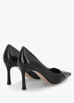 Outlet DANIEL Elove Black Leather Heart Toe Cap Court Shoes