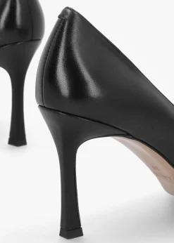 Outlet DANIEL Elove Black Leather Heart Toe Cap Court Shoes