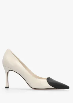 Hot DANIEL Elove Cream Leather Heart Toe Cap Court Shoes