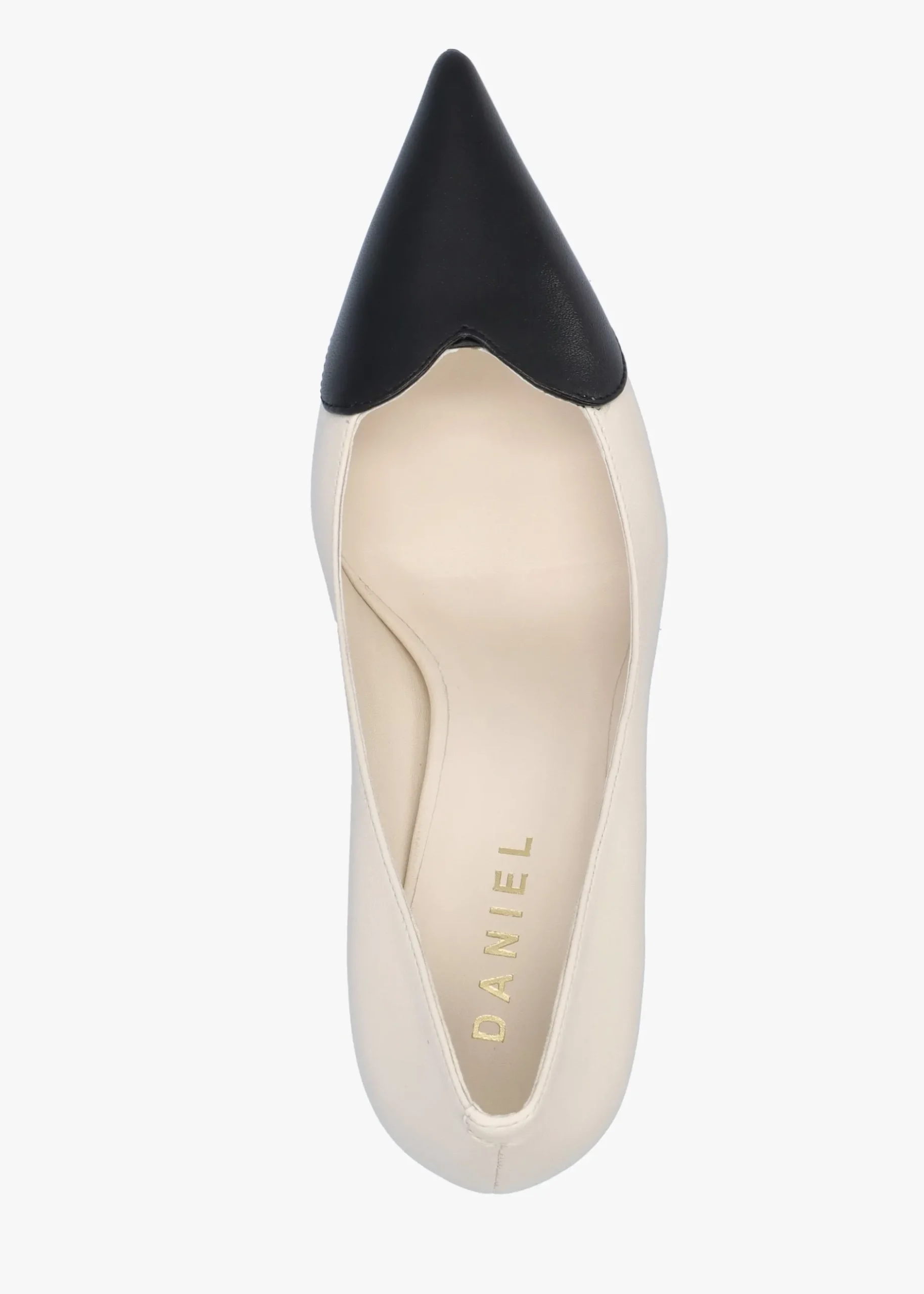 Hot DANIEL Elove Cream Leather Heart Toe Cap Court Shoes