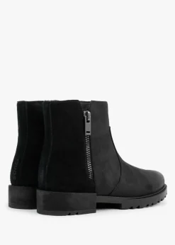 New SOREL Emelie II Zip Black Sea Salt Leather Waterproof Ankle Boots