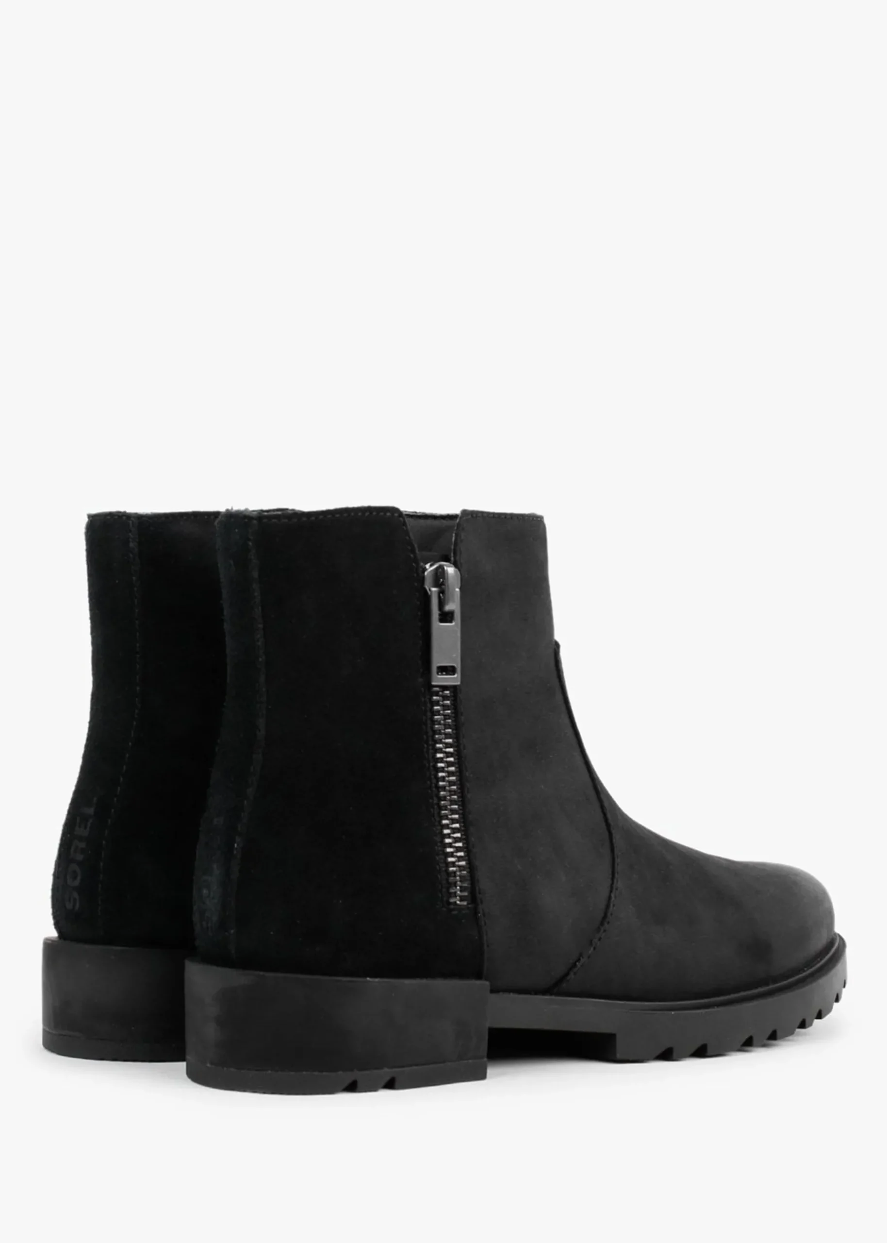 New SOREL Emelie II Zip Black Sea Salt Leather Waterproof Ankle Boots