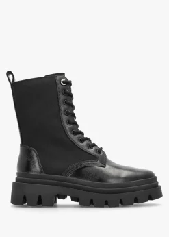 Discount DANIEL Emily Black Leather & Textile Biker Boots
