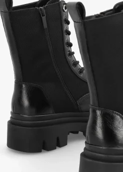 Discount DANIEL Emily Black Leather & Textile Biker Boots