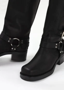 Online DANIEL Emotie Black Leather Multi Buckle Biker Boots