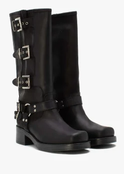 Online DANIEL Emotie Black Leather Multi Buckle Biker Boots