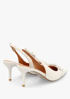 Outlet DANIEL Eppie White Leather Mid Heel Sling Back Shoes