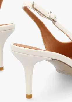 Outlet DANIEL Eppie White Leather Mid Heel Sling Back Shoes