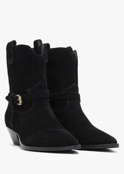 Fashion DANIEL Esmena Black Suede Western Ankle Boots