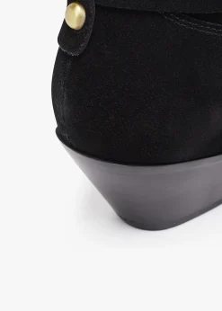 Fashion DANIEL Esmena Black Suede Western Ankle Boots