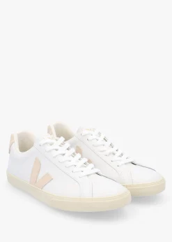 New VEJA Esplar Logo Leather Extra White Sable Trainers