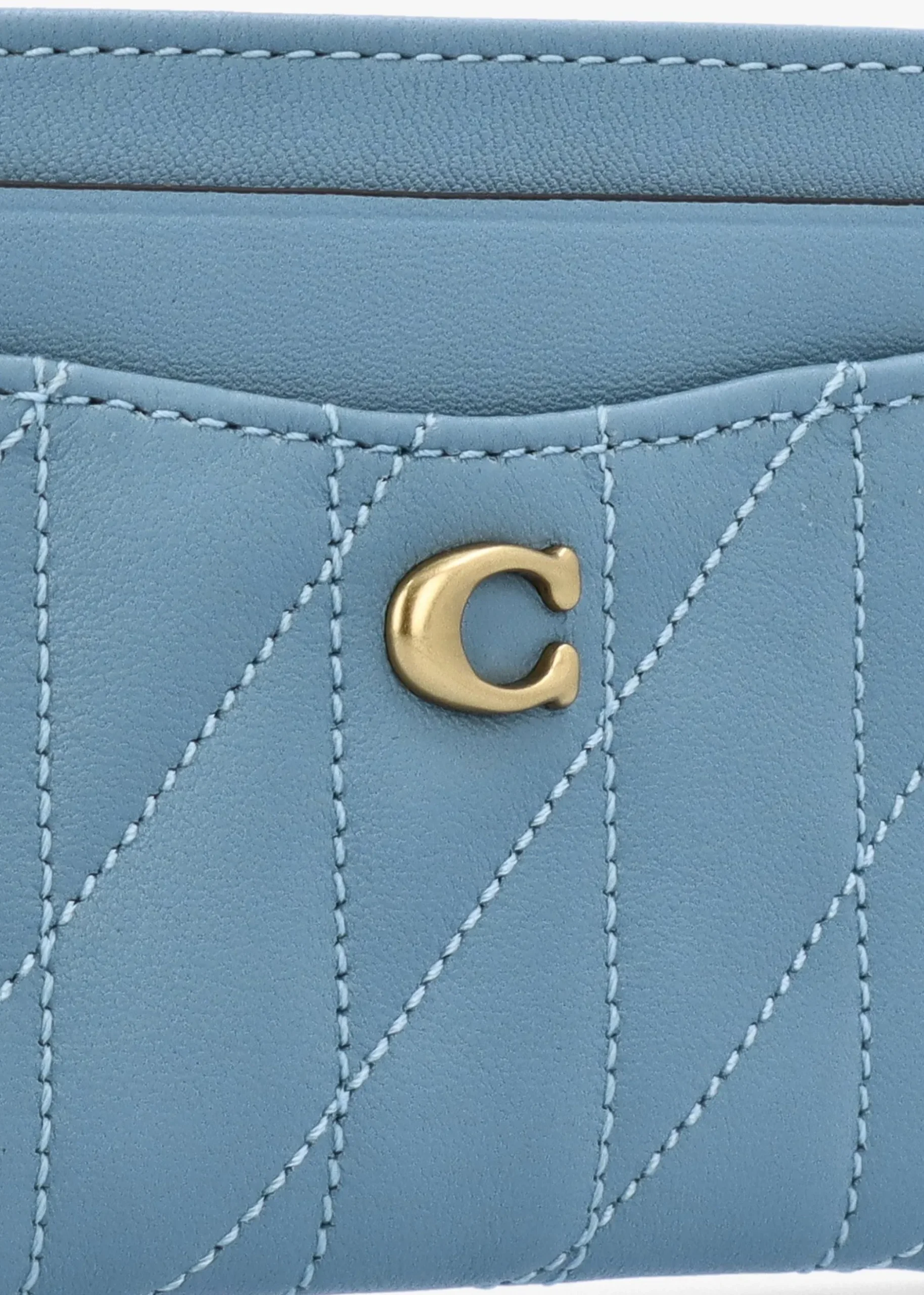 Sale COACH Essentials Quilted Pillow Bluebell Leather Card Case