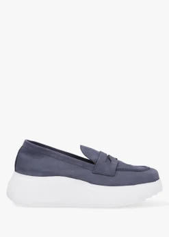 Hot WONDERS Estela Blue Nubuck Leather Chunky Loafers