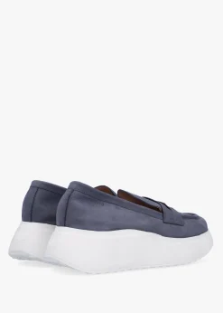 Hot WONDERS Estela Blue Nubuck Leather Chunky Loafers