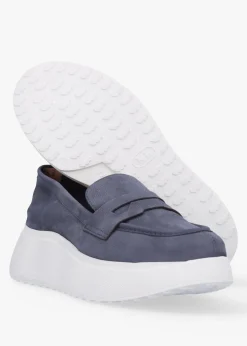 Hot WONDERS Estela Blue Nubuck Leather Chunky Loafers