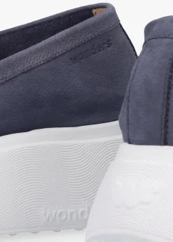 Hot WONDERS Estela Blue Nubuck Leather Chunky Loafers