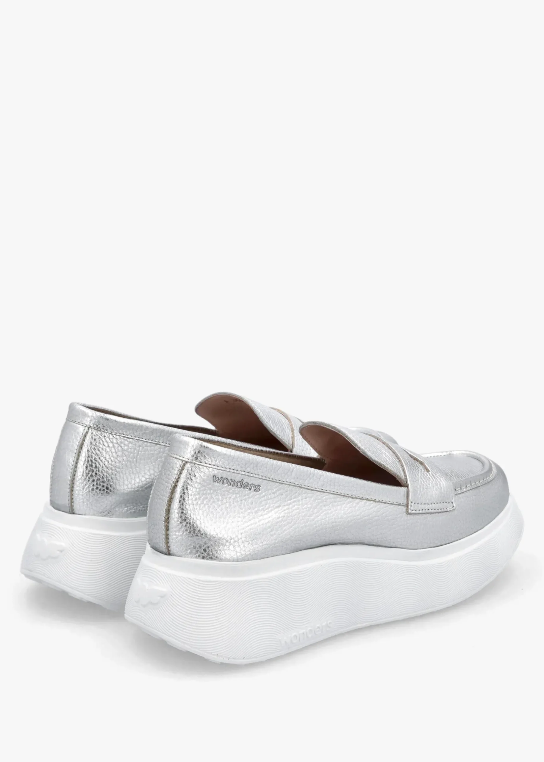 Fashion WONDERS Estela Silver Leather Chunky Loafers