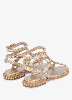 Sale DANIEL Eternal Gold Leather Studded Gladiator Sandals